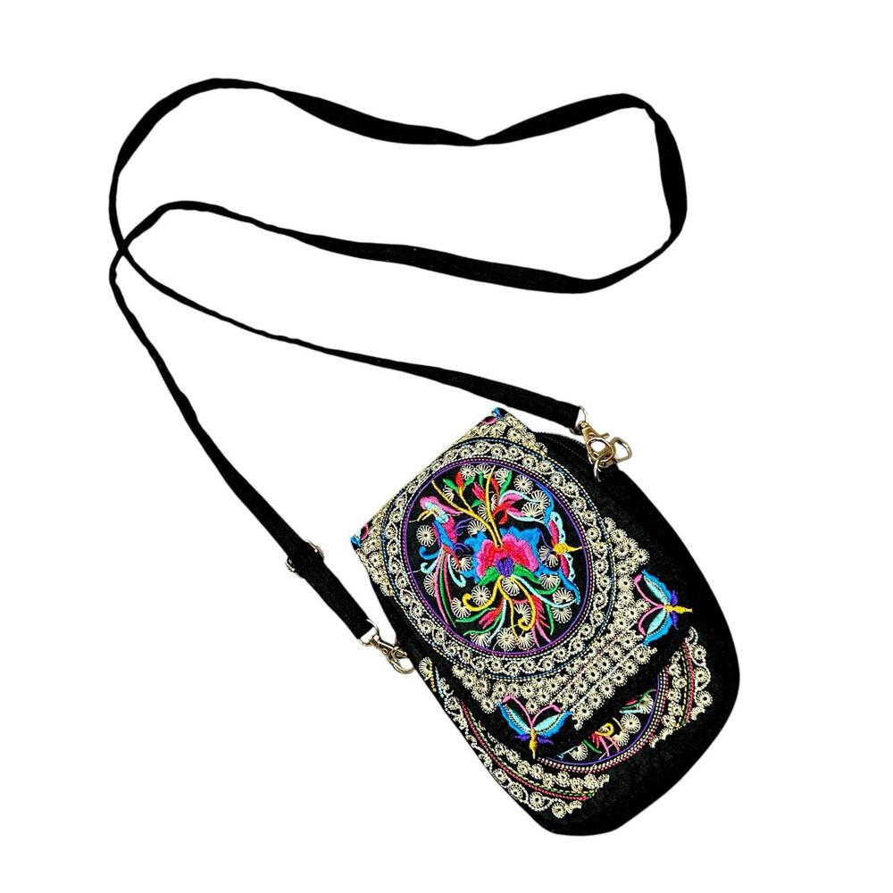 Embroidered Boho Mini Crossbody Belt Waist Belly Bag Clutch Zip Festival Travel